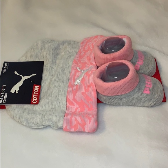[ Puma ] Newborn Baby Girl’s Pink Hat & Bootie NWT - Picture 4 of 5